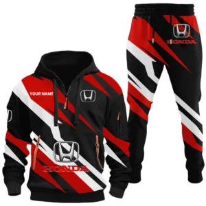 Honda Half Zip Hoodie x Long Pants Set All-over Print, Custom Name HIHI100525Y26QZ3HHON