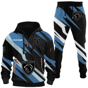 Peugeot Half Zip Hoodie x Long Pants Set All-over Print, Custom Name HIHI130525Y26QZ3HPEU