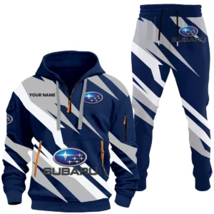 Subaru Half Zip Hoodie x Long Pants Set All-over Print, Custom Name HIHI130525Y26QZ3HSUB