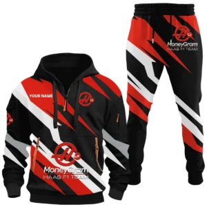 MoneyGram Haas F1 Team Racing Half Zip Hoodie x Long Pants Set All-over Print, Custom Name HIHI160525Y26QZ3HMGH