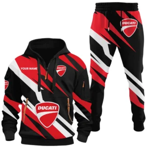 Ducati Motor Holding Half Zip Hoodie x Long Pants Set All-over Print, Custom Name HIHI190525Y26QZ3HDMH