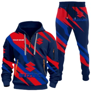 Suzuki Motor Half Zip Hoodie x Long Pants Set All-over Print, Custom Name HIHI190525Y26QZ3HKIM