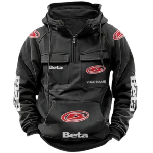 Beta Motorcycles Quarter Zip Hoodie, Sports Hoodie Multi-Pockets, Custom Name TN240525Y41HJRCT1BEM
