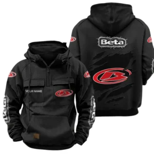 Beta Motorcycles Quarter Zip Hoodie, Sports Hoodie Multi-Pockets, Custom Name TN240525Y41HJRCT3BEM