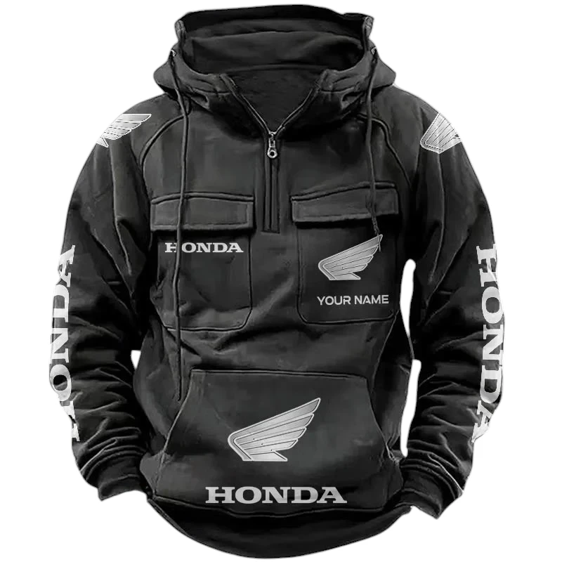 Honda Motor Quarter Zip Hoodie Sports Hoodie Multi-Pockets Custom Name TN250525Y41HJRCT1HOM Honda Motor Quarter Zip Hoodie Sports Hoodie Multi-Pockets Custom Name TN250525Y41HJRCT1HOM
