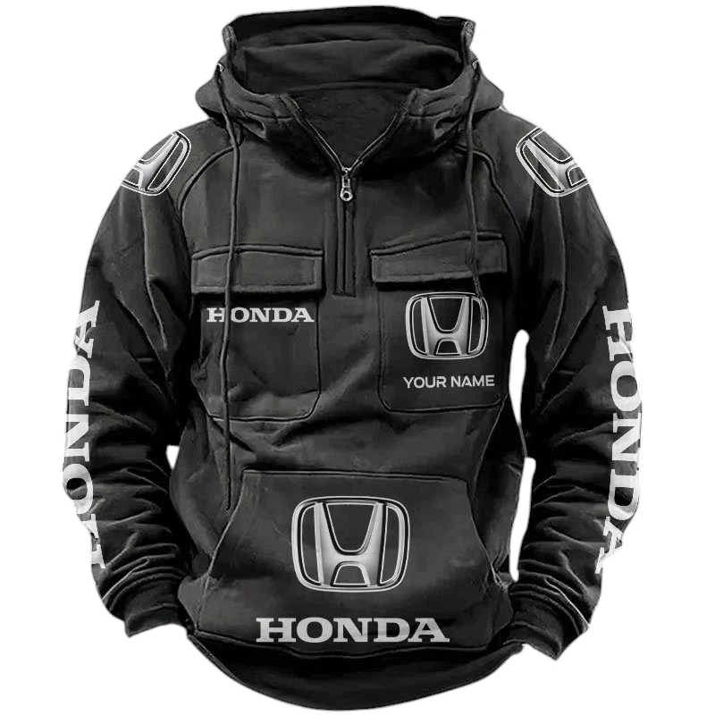 Honda Quarter Zip Hoodie Sports Hoodie Multi-Pockets Custom Name TN250525Y41HJRCT1HON Honda Quarter Zip Hoodie Sports Hoodie Multi-Pockets Custom Name TN250525Y41HJRCT1HON
