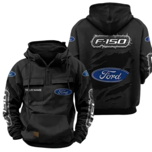 Ford F150 Quarter Zip Hoodie Sports Hoodie Multi-Pockets Custom Name TN250525Y41HJRCT2FOR