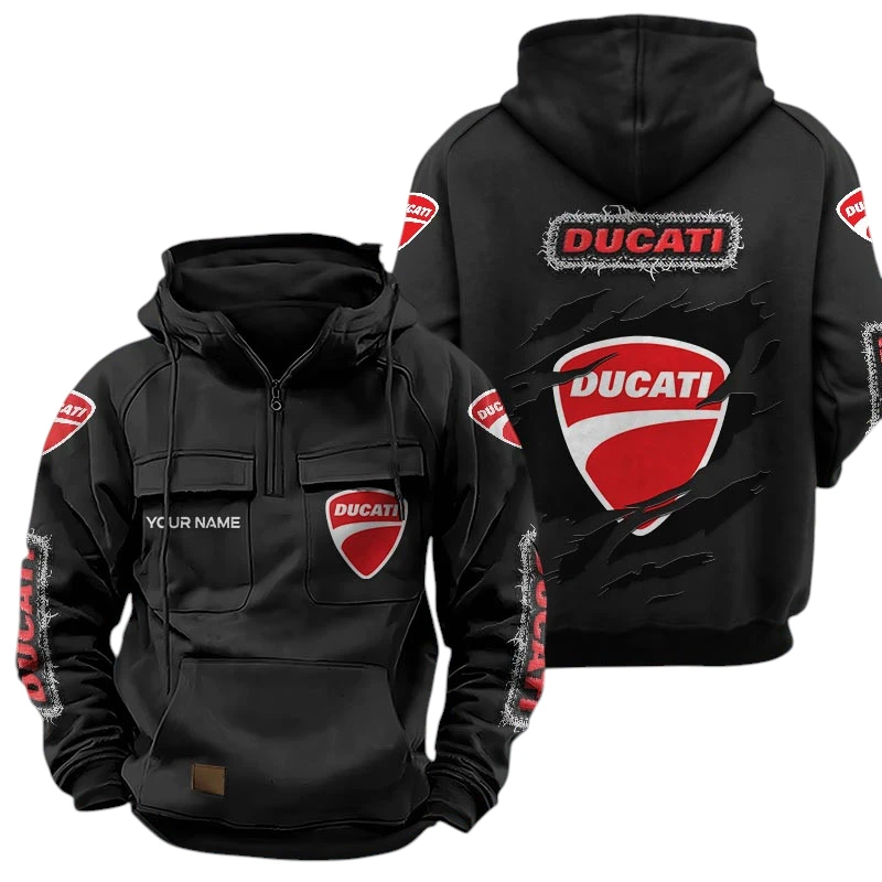 Ducati Quarter Zip Hoodie Sports Hoodie Multi-Pockets Custom Name TN250525Y41HJRCT3DMH Ducati Quarter Zip Hoodie Sports Hoodie Multi-Pockets Custom Name TN250525Y41HJRCT3DMH