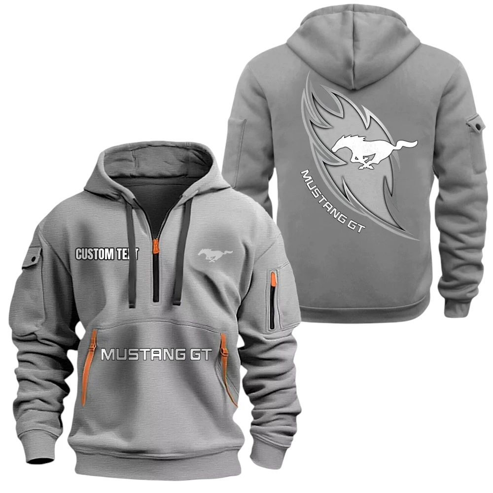 Mustang Half Zip Hoodie Sports Hooded Multi-Pocket, Custom Name TN040625Y25QZ2HCT1MUS Mustang Half Zip Hoodie Sports Hooded Multi-Pocket, Custom Name TN040625Y25QZ2HCT1MUS