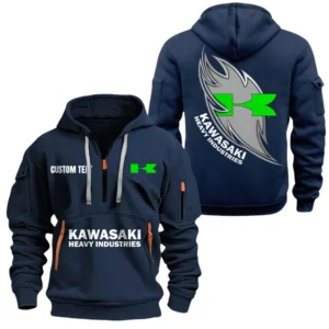 Kawasaki Motors Half Zip Hoodie Sports Hooded Multi-Pocket, Custom Text TN040625Y25QZ2HCT1KAM