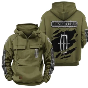 Lincoln Quarter Zip Hoodie Sports Hoodie Multi-Pockets Custom Text TN020625Y41HJRCT2LIN