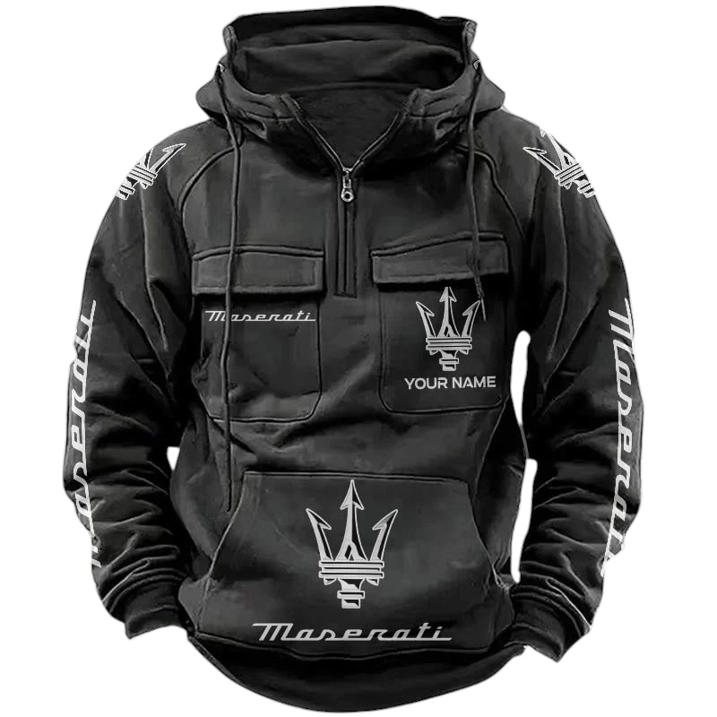Maserati Quarter Zip Hoodie Sports Hoodie Multi-Pockets Custom Name TN020625Y41HJRCT1MAS Maserati Quarter Zip Hoodie Sports Hoodie Multi-Pockets Custom Name TN020625Y41HJRCT1MAS