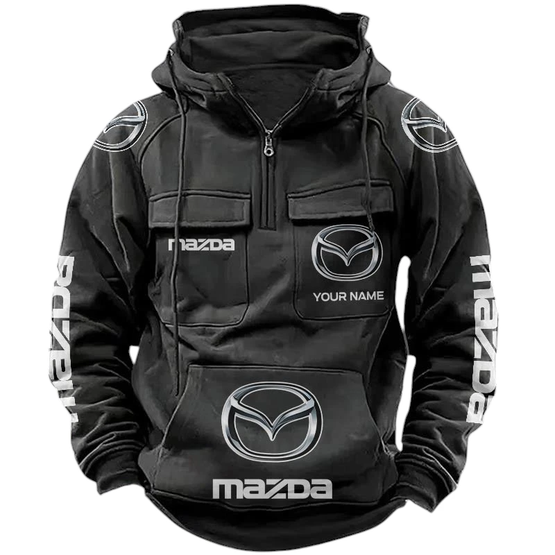 Mazda Quarter Zip Hoodie Sports Hoodie Multi-Pockets Custom Name TN020625Y41HJRCT1MAZ Mazda Quarter Zip Hoodie Sports Hoodie Multi-Pockets Custom Name TN020625Y41HJRCT1MAZ