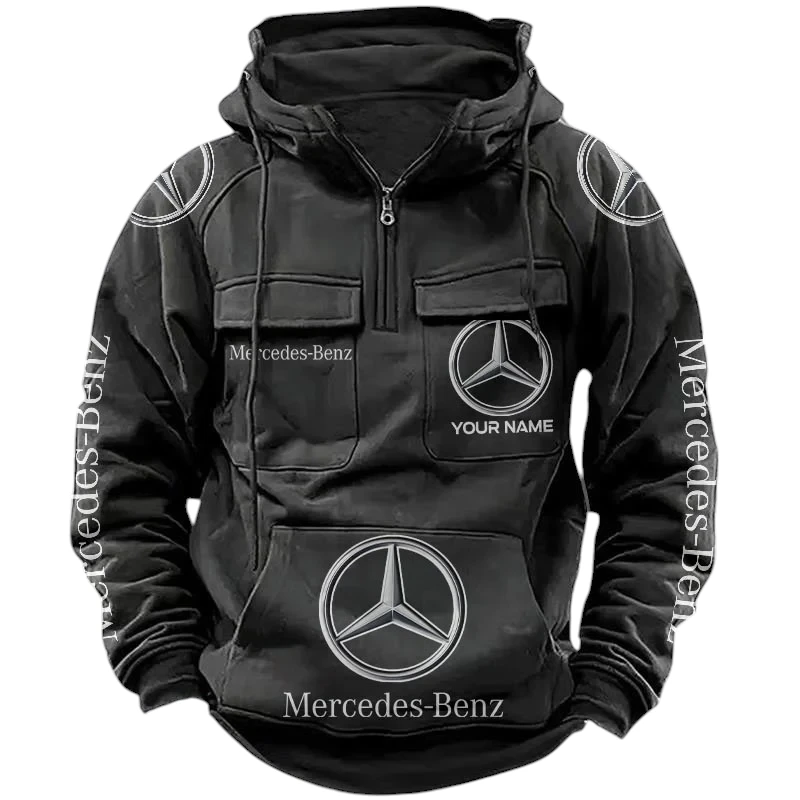 Mercedes-Benz Quarter Zip Hoodie Sports Hoodie Multi-Pockets Custom Name TN020625Y41HJRCT1MEB Mercedes-Benz Quarter Zip Hoodie Sports Hoodie Multi-Pockets Custom Name TN020625Y41HJRCT1MEB