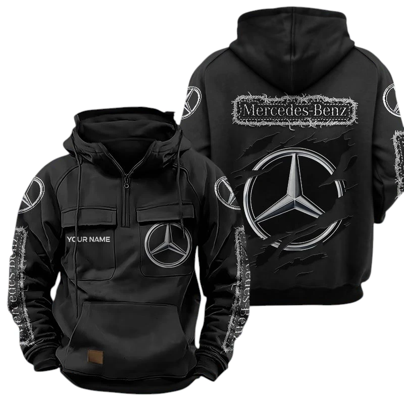 Mercedes-Benz Quarter Zip Hoodie Sports Hoodie Multi-Pockets Custom Name TN020625Y41HJRCT2MEB Mercedes-Benz Quarter Zip Hoodie Sports Hoodie Multi-Pockets Custom Name TN020625Y41HJRCT2MEB