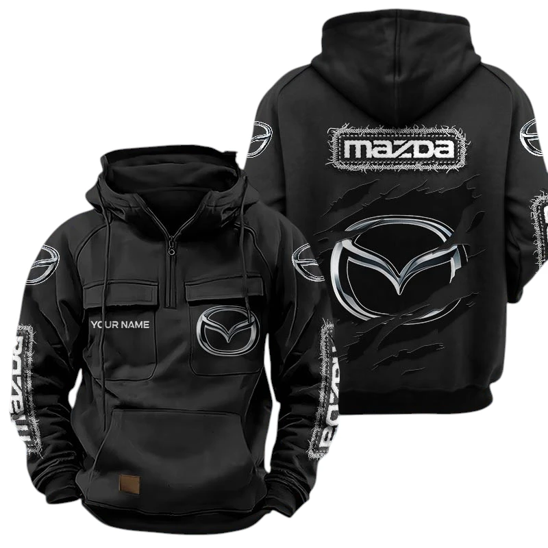 Mazda Quarter Zip Hoodie Sports Hoodie Multi-Pockets Custom Name TN020625Y41HJRCT3MAZ Mazda Quarter Zip Hoodie Sports Hoodie Multi-Pockets Custom Name TN020625Y41HJRCT3MAZ