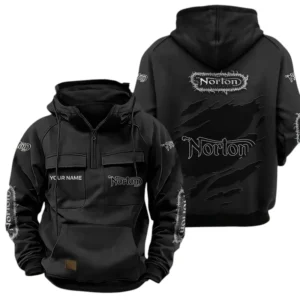 Norton Motorcycle Quarter Zip Hoodie Sports Hoodie Multi-Pockets Custom Name TN020625Y41HJRCT3NOM