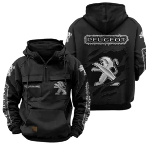 Peugeot Quarter Zip Hoodie Sports Hoodie Multi-Pockets Custom Name TN020625Y41HJRCT3PEU