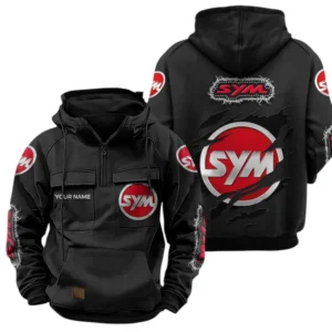 SYM Quarter Zip Hoodie Sports Hoodie Multi-Pockets Custom Name TN040625Y41HJRCT3SYM