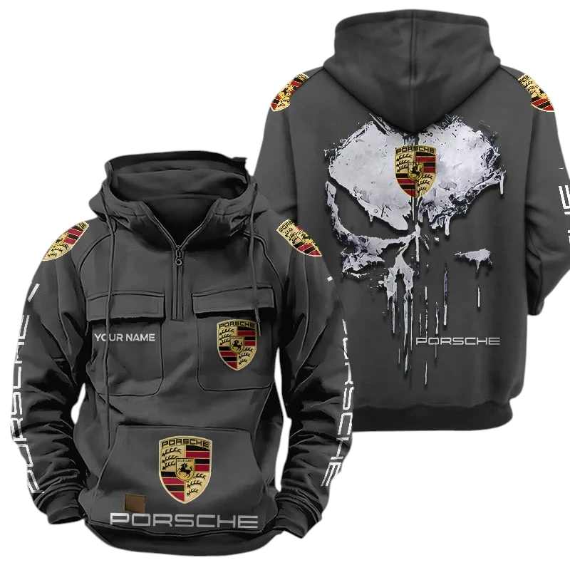 Porsche Quarter Zip Hoodie Sports Hoodie Multi-Pockets Custom Name TN020625Y41HJRCT2POR Porsche Quarter Zip Hoodie Sports Hoodie Multi-Pockets Custom Name TN020625Y41HJRCT2POR