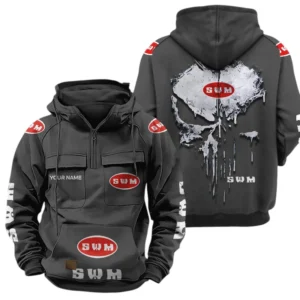 SWM Quarter Zip Hoodie Sports Hoodie Multi-Pockets Custom Name TN040625Y41HJRCT2SWM