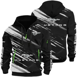 Mustang Half Zip Hoodie All Over Prints Multi-Pockets Custom Name
