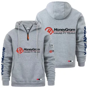 MoneyGram Haas F1 Team Racing Quarter Zip Pullover Hoodie Custom Name