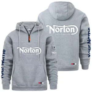Norton Motorcycle Quarter Zip Pullover Hoodie Custom Name