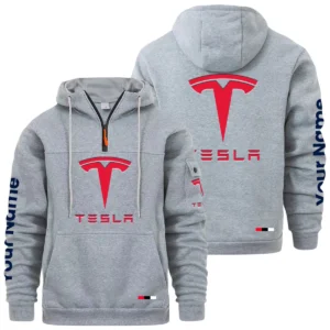 Tesla Quarter Zip Pullover Hoodie Custom Name