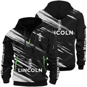 Lincoln Half Zip Hoodie All Over Prints, Multi-Pockets Custom Your Name
