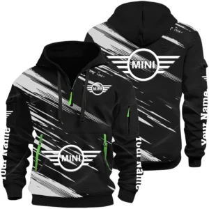 MINI Half Zip Hoodie All Over Prints, Multi-Pockets Custom Name