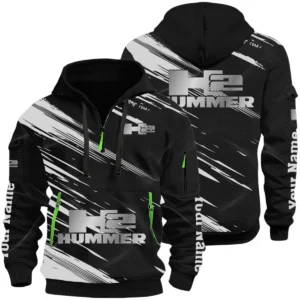Hummer H2 Half Zip Hoodie All Over Prints, Multi-Pockets Custom Name