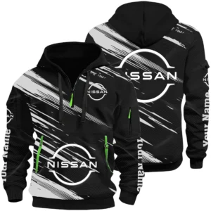 Nissan Half Zip Hoodie All Over Prints, Multi-Pockets Custom Name