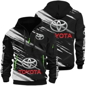 Toyota Half Zip Hoodie All Over Prints, Multi-Pockets Custom Name