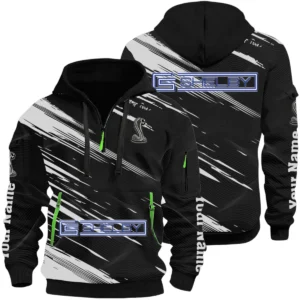 Shelby Half Zip Hoodie All Over Prints, Multi-Pockets Custom Name