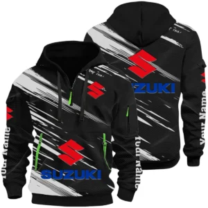 Suzuki Half Zip Hoodie All Over Prints, Multi-Pockets Custom Name
