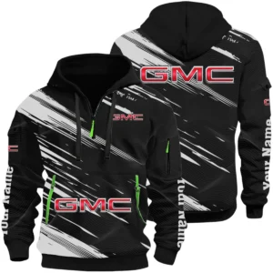 GMC Car Half Zip Hoodie All Over Prints, Multi-Pockets Custom Name