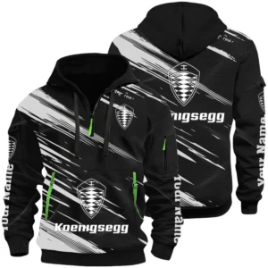 Koenigsegg Half Zip Hoodie All Over Prints, Multi-Pockets Custom Name