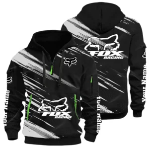 Fox Racing Half Zip Hoodie All Over Prints, Multi-Pockets Custom Name
