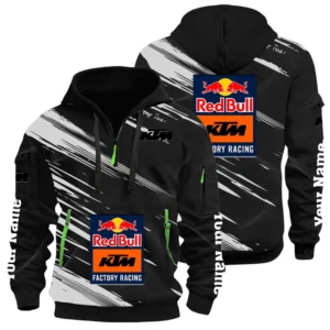 Red Bull KTM Factory Racing Half Zip Hoodie All Over Prints, Multi-Pockets Custom Name