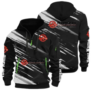 MoneyGram Haas F1 Team Racing Half Zip Hoodie All Over Prints, Multi-Pockets Custom Name