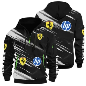 Scuderia Ferrari F1 Half Zip Hoodie All Over Prints, Multi-Pockets Custom Name