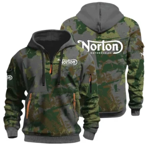Norton Motorcycle Half Zip Hoodie All Over Prints Sports Hoodie Style Custom Name