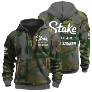 Stake F1 Team Kick Sauber Half Zip Hoodie All Over Prints Sports Hoodie Style Custom Name