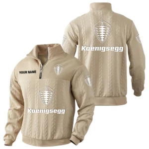 Koenigsegg Quarter-Zip Sweatshirt Stand Collar Custom Name