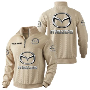 Mazda Quarter-Zip Sweatshirt Stand Collar Custom Name