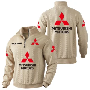 Mitsubishi Quarter-Zip Sweatshirt Stand Collar Custom Name