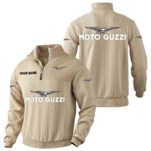 Moto Guzzi Quarter-Zip Sweatshirt Stand Collar Custom Name