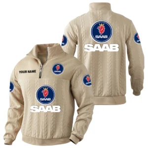 Saab Quarter-Zip Sweatshirt Stand Collar Custom Name