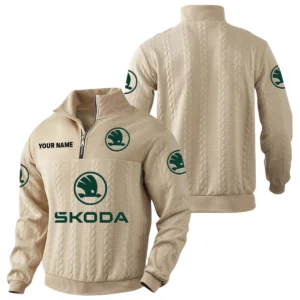Skoda Quarter-Zip Sweatshirt Stand Collar Custom Name